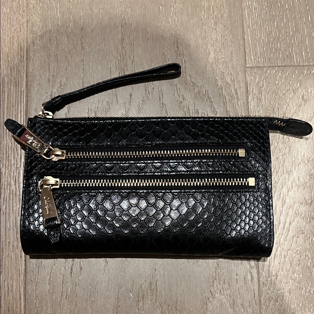Cole Haan Black Leather Textured Clutch